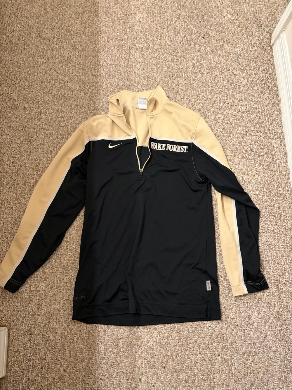 Nike Black and Gold Wake Forest Quarter-Zip Pullover